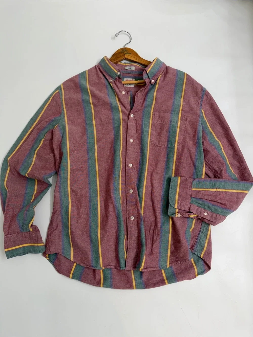J.Crew Broken-In Oxford Shirt XL Slim Organic Cotton Multicolor Stripe